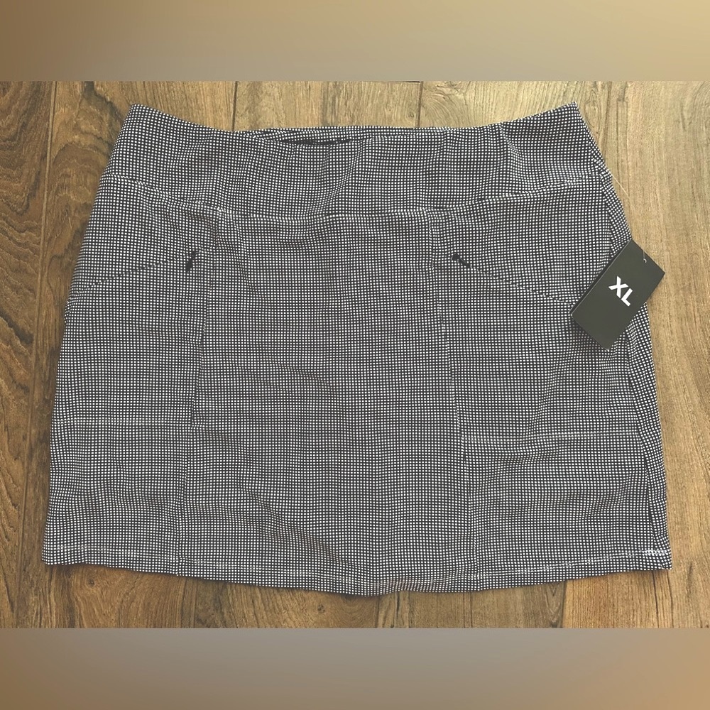 IBKUL Women's Brianna 18” Mini Check Skort Black/White XL UPF 50+NWT